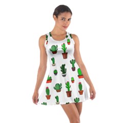 Cactus Plants Background Pattern Seamless Cotton Racerback Dress