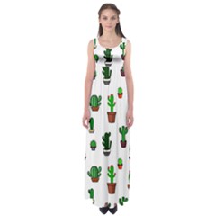 Cactus Plants Background Pattern Seamless Empire Waist Maxi Dress