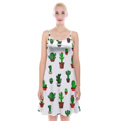 Cactus Plants Background Pattern Seamless Spaghetti Strap Velvet Dress