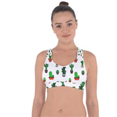 Cactus Plants Background Pattern Seamless Cross String Back Sports Bra