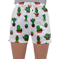 Cactus Plants Background Pattern Seamless Sleepwear Shorts