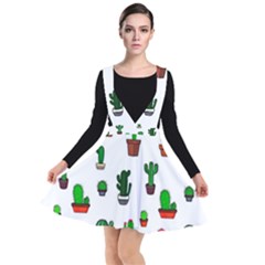 Cactus Plants Background Pattern Seamless Plunge Pinafore Dress