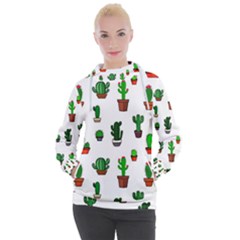 Cactus Plants Background Pattern Seamless Women s Hooded Pullover