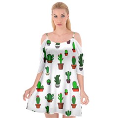 Cactus Plants Background Pattern Seamless Cutout Spaghetti Strap Chiffon Dress