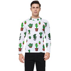 Cactus Plants Background Pattern Seamless Men s Long Sleeve Rash Guard