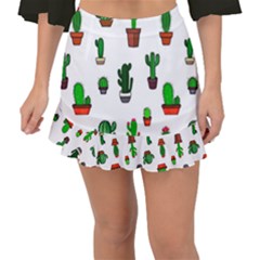 Cactus Plants Background Pattern Seamless Fishtail Mini Chiffon Skirt