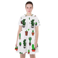 Cactus Plants Background Pattern Seamless Sailor Dress