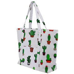 Cactus Plants Background Pattern Seamless Zip Up Canvas Bag by Maspions