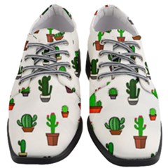 Cactus Plants Background Pattern Seamless Women Heeled Oxford Shoes