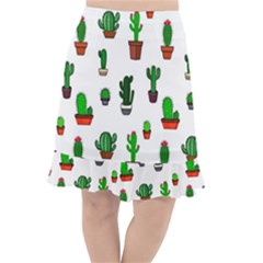 Cactus Plants Background Pattern Seamless Fishtail Chiffon Skirt