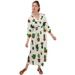 Cactus Plants Background Pattern Seamless Grecian Style  Maxi Dress by Maspions