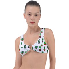 Cactus Plants Background Pattern Seamless Ring Detail Bikini Top