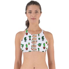 Cactus Plants Background Pattern Seamless Perfectly Cut Out Bikini Top by Maspions