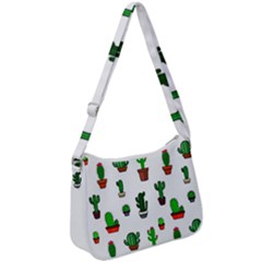 Cactus Plants Background Pattern Seamless Zip Up Shoulder Bag