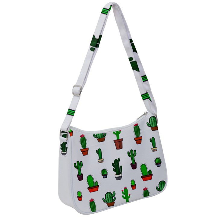 Cactus Plants Background Pattern Seamless Zip Up Shoulder Bag