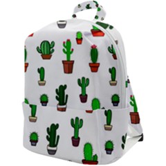 Cactus Plants Background Pattern Seamless Zip Up Backpack