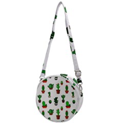 Cactus Plants Background Pattern Seamless Crossbody Circle Bag