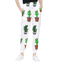 Cactus Plants Background Pattern Seamless Women s Tapered Pants