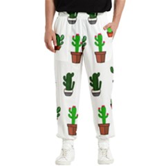 Cactus Plants Background Pattern Seamless Men s Elastic Waist Pants by Maspions