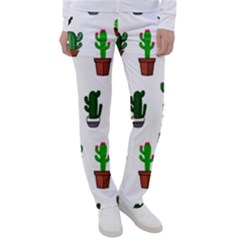 Cactus Plants Background Pattern Seamless Women s Casual Pants by Maspions