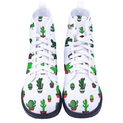 Cactus Plants Background Pattern Seamless Women s High-top Canvas Sneakers by Maspions