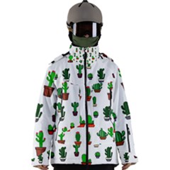 Cactus Plants Background Pattern Seamless Men s Zip Ski And Snowboard Waterproof Breathable Jacket by Maspions