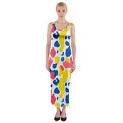 Colored Blots Painting Abstract Art Expression Creation Color Palette Paints Smears Experiments Mode Fitted Maxi Dress by Maspions