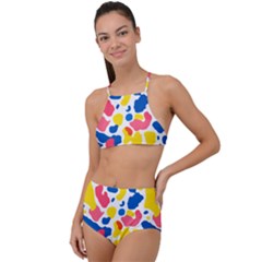 Colored Blots Painting Abstract Art Expression Creation Color Palette Paints Smears Experiments Mode Halter Tankini Set