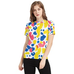 Colored Blots Painting Abstract Art Expression Creation Color Palette Paints Smears Experiments Mode Women s Short Sleeve Rash Guard