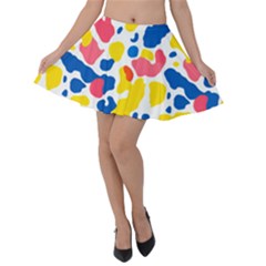 Colored Blots Painting Abstract Art Expression Creation Color Palette Paints Smears Experiments Mode Velvet Skater Skirt