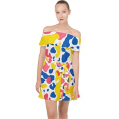 Colored Blots Painting Abstract Art Expression Creation Color Palette Paints Smears Experiments Mode Off Shoulder Chiffon Dress