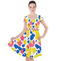 Colored Blots Painting Abstract Art Expression Creation Color Palette Paints Smears Experiments Mode Cap Sleeve Midi Dress