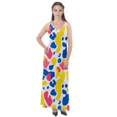 Colored Blots Painting Abstract Art Expression Creation Color Palette Paints Smears Experiments Mode Sleeveless Velour Maxi Dress by Maspions