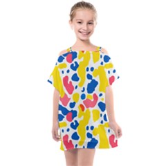 Colored Blots Painting Abstract Art Expression Creation Color Palette Paints Smears Experiments Mode Kids  One Piece Chiffon Dress