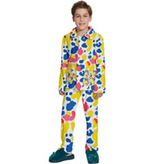 Colored Blots Painting Abstract Art Expression Creation Color Palette Paints Smears Experiments Mode Kids  Long Sleeve Velvet Pajamas Set by Maspions