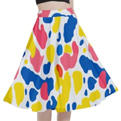 Colored Blots Painting Abstract Art Expression Creation Color Palette Paints Smears Experiments Mode A-line Full Circle Midi Skirt With Pocket by Maspions