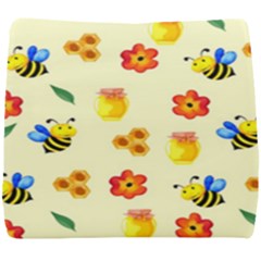 Seamless Honey Bee Texture Flowers Nature Leaves Honeycomb Hive Beekeeping Watercolor Pattern Seat Cushion by Maspions