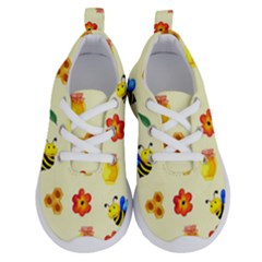 Seamless Honey Bee Texture Flowers Nature Leaves Honeycomb Hive Beekeeping Watercolor Pattern Running Shoes by Maspions