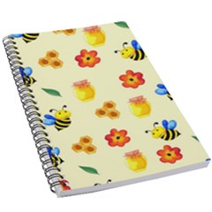 Seamless Honey Bee Texture Flowers Nature Leaves Honeycomb Hive Beekeeping Watercolor Pattern 5 5  X 8 5  Notebook by Maspions