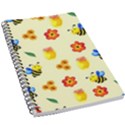 Seamless Honey Bee Texture Flowers Nature Leaves Honeycomb Hive Beekeeping Watercolor Pattern 5.5  x 8.5  Notebook View1