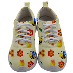 Seamless Honey Bee Texture Flowers Nature Leaves Honeycomb Hive Beekeeping Watercolor Pattern Mens Athletic Shoes by Maspions