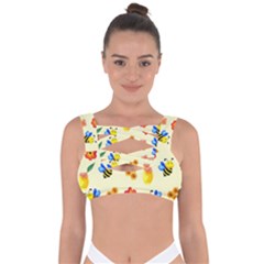 Seamless Honey Bee Texture Flowers Nature Leaves Honeycomb Hive Beekeeping Watercolor Pattern Bandaged Up Bikini Top