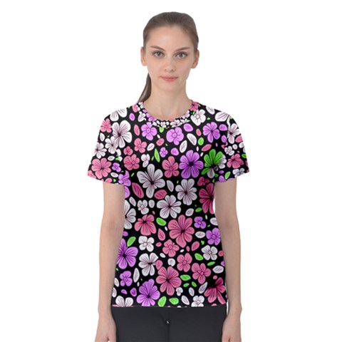 Flowers Floral Pattern Digital Texture Beautiful Women s Sport Mesh T-shirt by Maspions