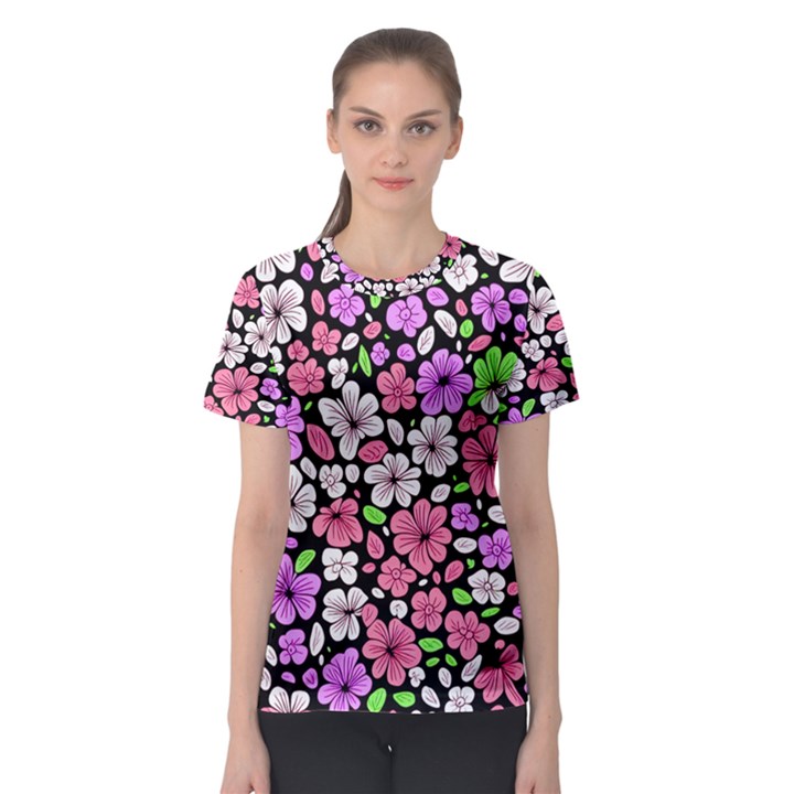 Flowers Floral Pattern Digital Texture Beautiful Women s Sport Mesh T-Shirt