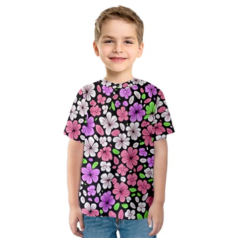 Flowers Floral Pattern Digital Texture Beautiful Kids  Sport Mesh T-shirt by Maspions