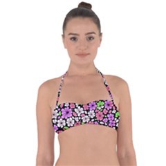 Flowers Floral Pattern Digital Texture Beautiful Tie Back Bikini Top