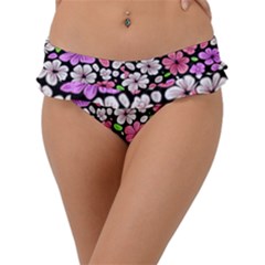 Flowers Floral Pattern Digital Texture Beautiful Frill Bikini Bottoms