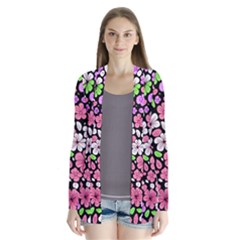 Flowers Floral Pattern Digital Texture Beautiful Drape Collar Cardigan