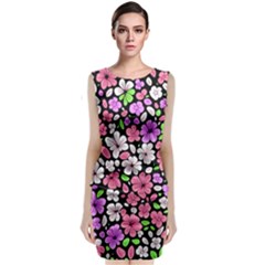 Flowers Floral Pattern Digital Texture Beautiful Sleeveless Velvet Midi Dress