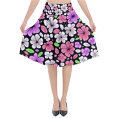 Flowers Floral Pattern Digital Texture Beautiful Flared Midi Skirt